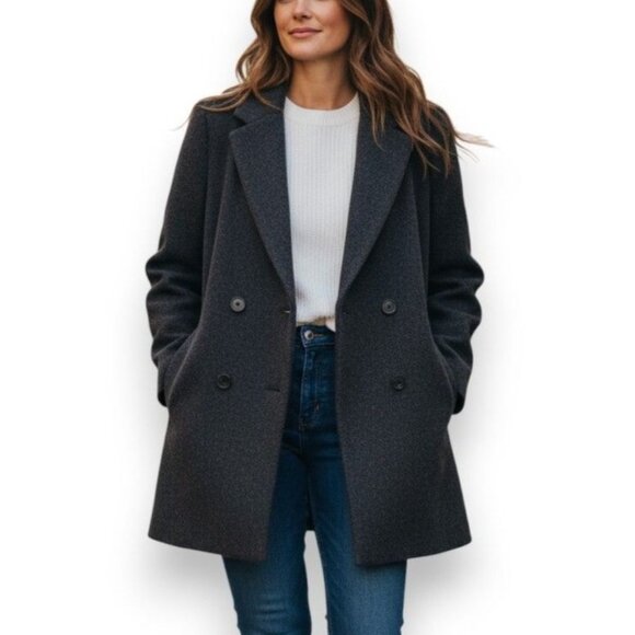 Madewell Hollis Wool-Blend Double-Breasted Coat - Picture 1 of 15